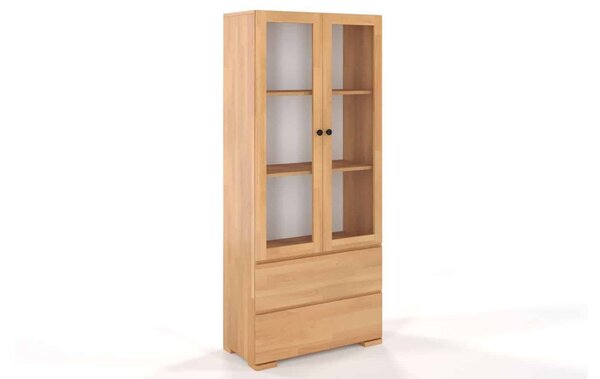 Vitrină lemn masiv TerraCraft Fag 2 Sertar, 80 × 38 × 182 cm - Natural