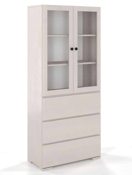 Vitrină lemn masiv TerraCraft Pin 3 Sertare, 80 × 38 × 182 cm - Natural