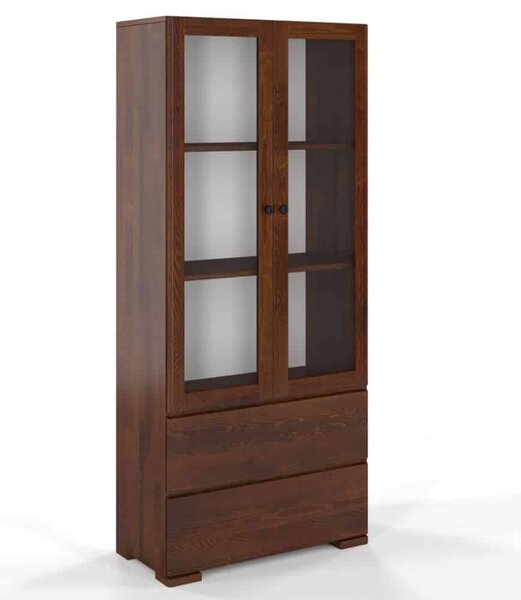 Vitrină lemn masiv TerraCraft Pin 2 Sertare, 80 × 38 × 182 cm - Natural