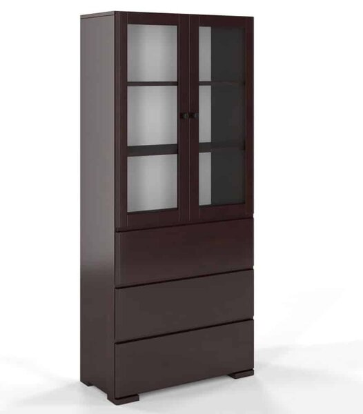 Vitrină lemn masiv TerraCraft Fag 3 Sertare, 80 × 38 × 182 cm - Natural