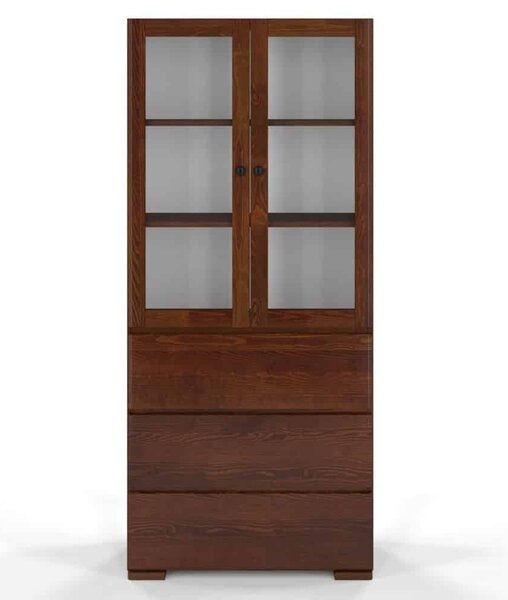 Vitrină lemn masiv TerraCraft Pin 3 Sertare, 80 × 38 × 182 cm - Natural