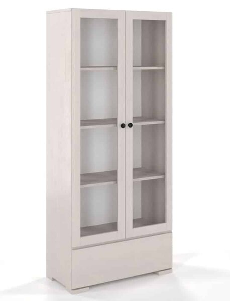 Vitrină lemn masiv TerraCraft Pin 1 Sertar, 80 × 38 × 182 cm - Natural