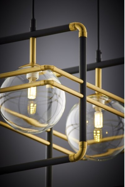 Lustră pe cablu Jupiter 2029 FIORI 2xG9/10W/230V negru/auriu/transparent