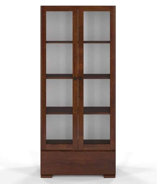 Vitrină lemn masiv TerraCraft Pin 1 Sertar, 80 × 38 × 182 cm - Natural