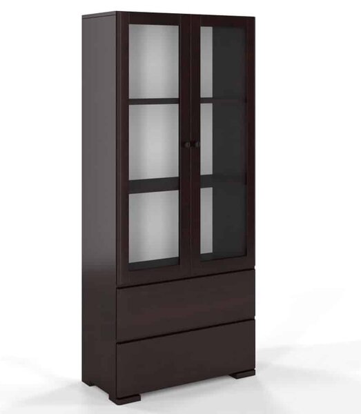 Vitrină lemn masiv TerraCraft Pin 2 Sertare, 80 × 38 × 182 cm - Natural