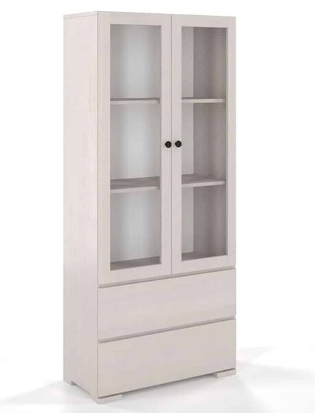Vitrină lemn masiv TerraCraft Pin 2 Sertare, 80 × 38 × 182 cm - Natural