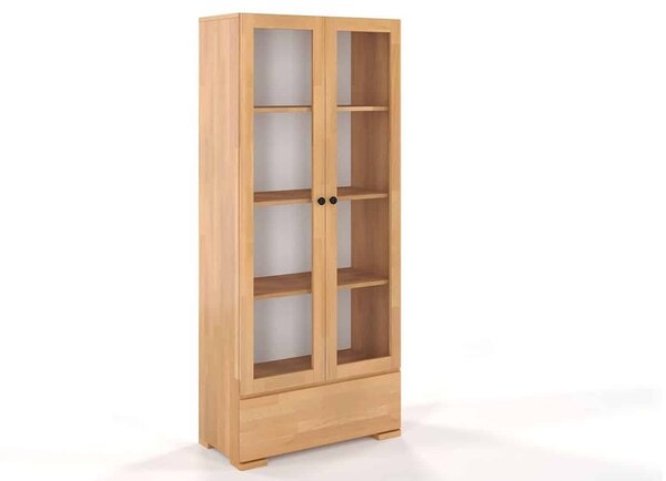 Vitrină lemn masiv TerraCraft Fag 1 Sertar, 80 × 38 × 182 cm - Natural