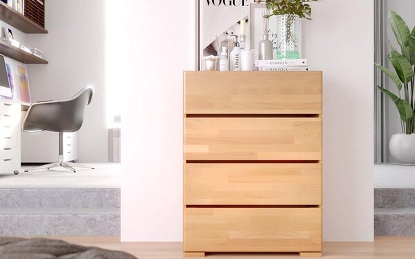 Comodă lemn masiv TerraCraft Fag 4 Sertare, 80 × 45 × 108 cm - Natural