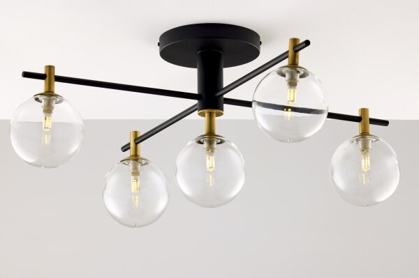 Lustră aplicată Jupiter 2035 FIGARO 5xG9/10W/230V negru/auriu/bej/transparent