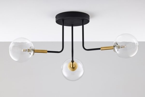 Lustră pe tijă Jupiter 2039 BURANO 3xG9/10W/230V negru/auriu/transparent