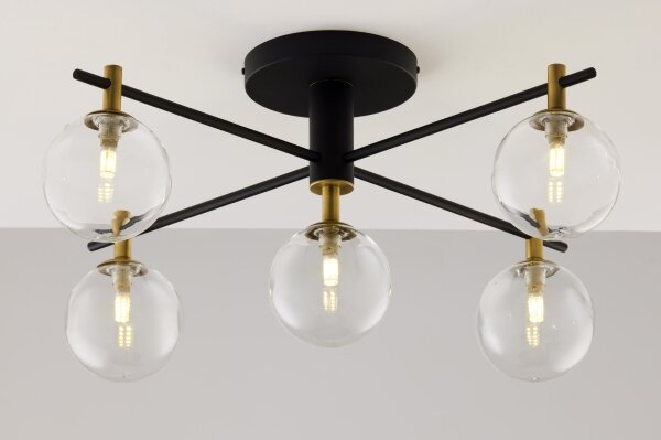 Lustră aplicată Jupiter 2035 FIGARO 5xG9/10W/230V negru/auriu/bej/transparent