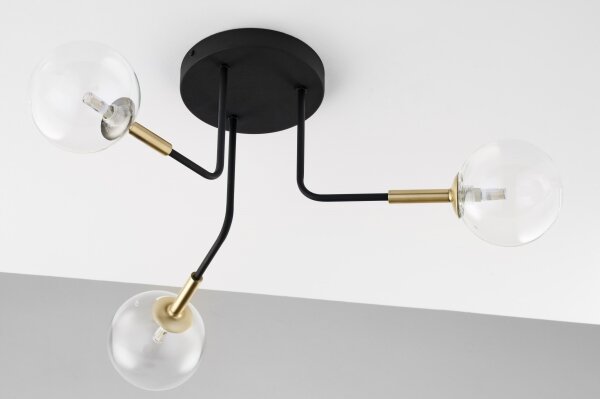 Lustră pe tijă Jupiter 2039 BURANO 3xG9/10W/230V negru/auriu/transparent