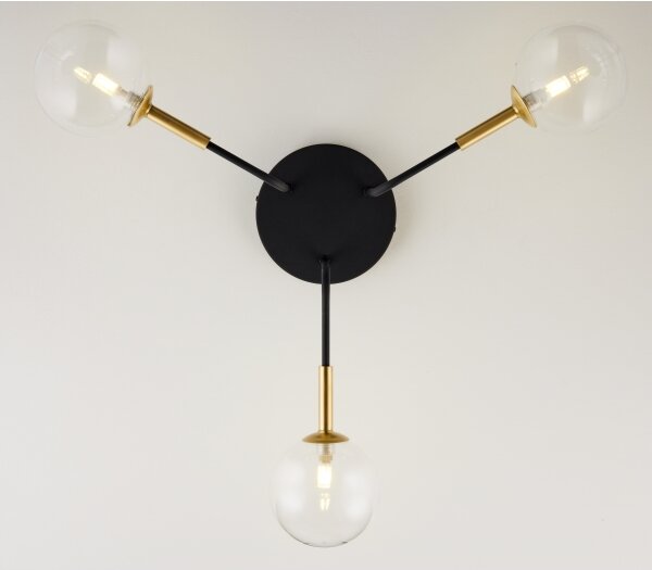 Lustră pe tijă Jupiter 2039 BURANO 3xG9/10W/230V negru/auriu/transparent
