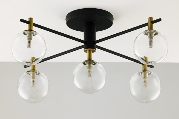 Lustră aplicată Jupiter 2035 FIGARO 5xG9/10W/230V negru/auriu/bej/transparent