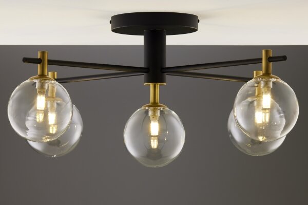 Lustră aplicată Jupiter 2035 FIGARO 5xG9/10W/230V negru/auriu/bej/transparent