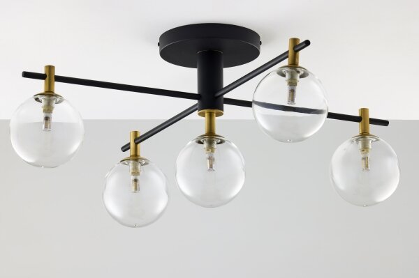 Lustră aplicată Jupiter 2035 FIGARO 5xG9/10W/230V negru/auriu/bej/transparent