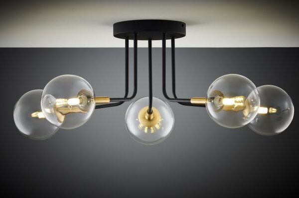 Lustră pe tijă Jupiter 2040 BURANO 5xG9/10W/230V negru/auriu/transparent