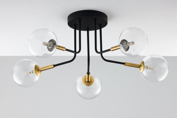 Lustră pe tijă Jupiter 2040 BURANO 5xG9/10W/230V negru/auriu/transparent