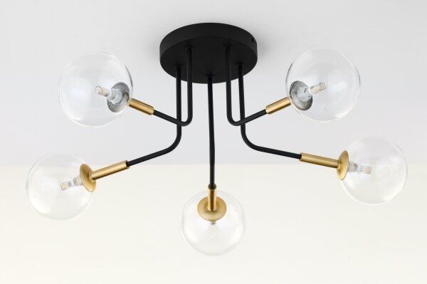 Lustră pe tijă Jupiter 2040 BURANO 5xG9/10W/230V negru/auriu/transparent