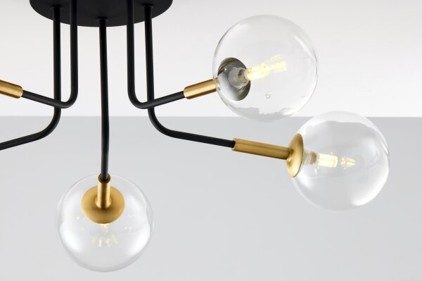 Lustră pe tijă Jupiter 2040 BURANO 5xG9/10W/230V negru/auriu/transparent