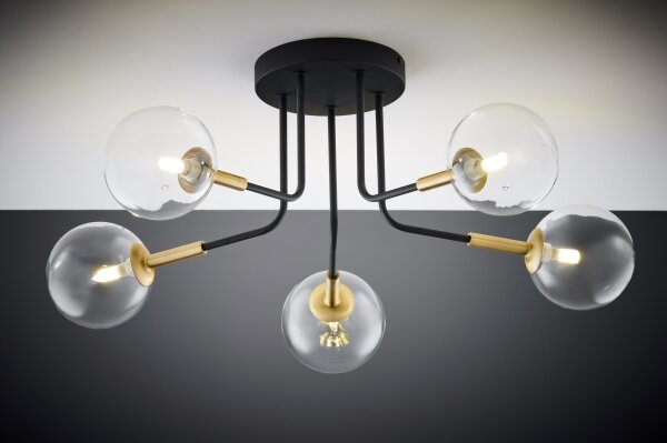 Lustră pe tijă Jupiter 2040 BURANO 5xG9/10W/230V negru/auriu/transparent