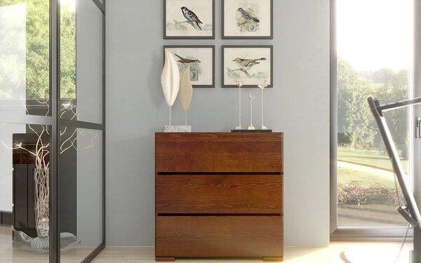 Comodă lemn masiv TerraCraft Pin 3 Sertare, 80 × 45 × 81 cm - Natural