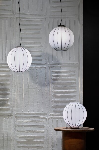 Lustră pe cablu SIRU SFERA 1xE27/60W/230V d. 32 cm negru/alb sticlă venețiană