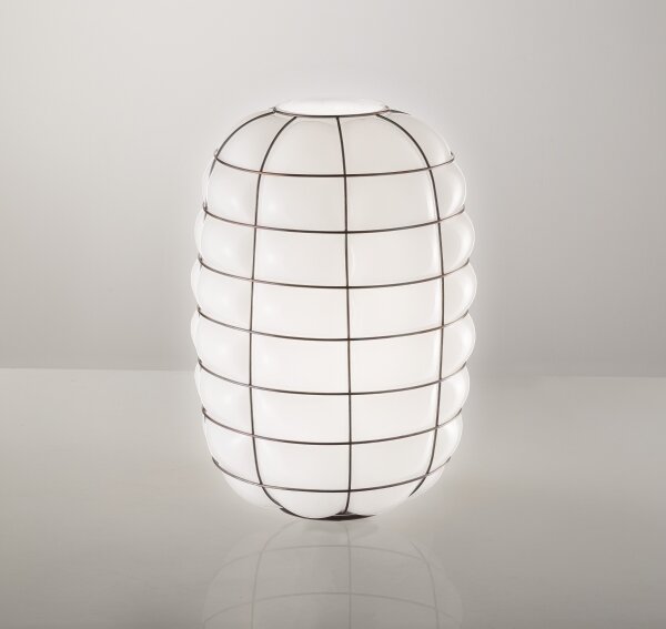 Aplică SIRU LANTERNA 1xE27/60W/230V negru/alb sticlă venețiană