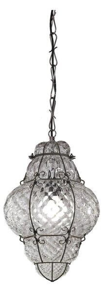 Lustră pe lanț SIRU CLASSIC 1xE27/60W/230V d. 30 cm transparent/negru sticlă venețiană