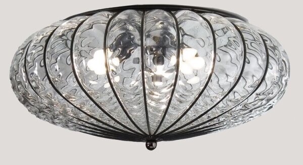 Plafonieră SIRU ACCADEMIA 3xE27/60W/230V transparent/negru sticlă venețiană