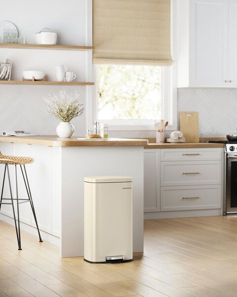 Coș de gunoi cu închidere lentă SLOW, 30L, bej SongmicsHome