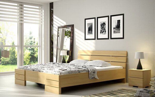 Pat lemn masiv Înalt TerraCraft Pin Personalizabil - 90x200cm