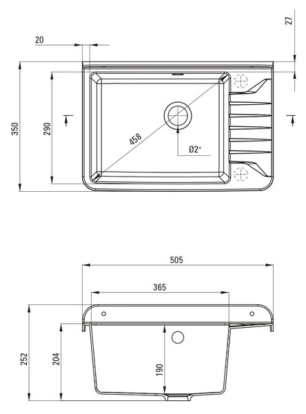 Deante Garden cuvă de utilitate 50.5x35 cm plastic ZYT_211A