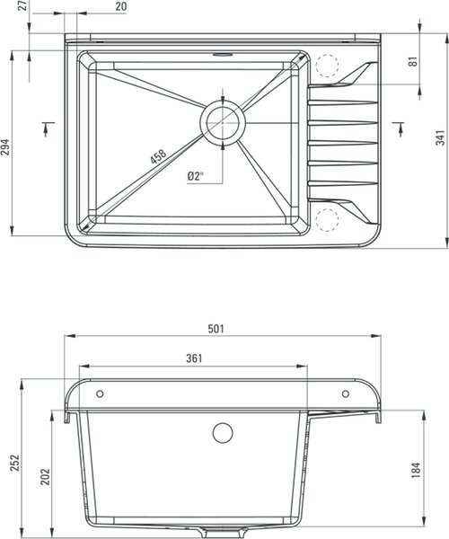 Deante Garden cuvă de utilitate 50.1x34.1 cm plastic ZYT_311A