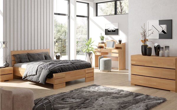Comodă lemn masiv TerraCraft Fag 3 sertare, 120 × 45 × 81 cm - Natural