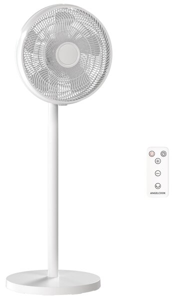HOMCOM Ventilator de Podea cu Telecomandă, Reglabil pe Înălțime, 4 Viteze, Oscilație 80°, Timer 10 Ore, Alb, Ø40x90.5-118.5Î cm | Aosom Romania