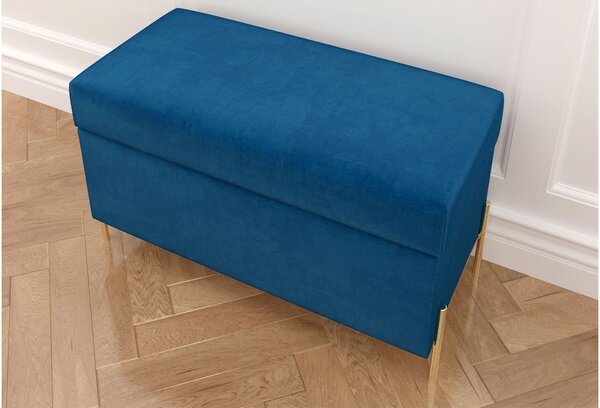 Băncuță lemn masiv Tapițată Zoe, 80 × 37 × 46 cm - Green