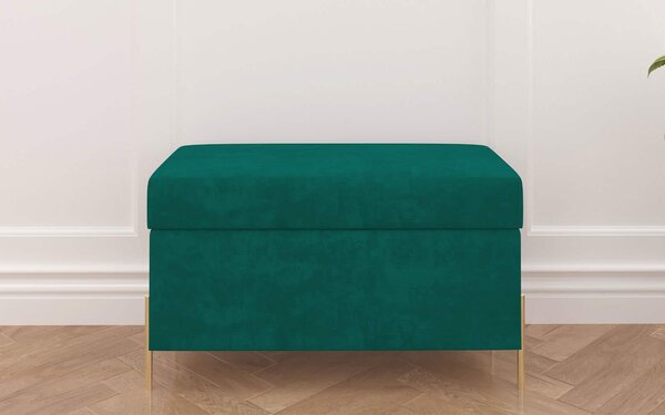 Băncuță lemn masiv Tapițată Zoe, 80 × 37 × 46 cm - Green