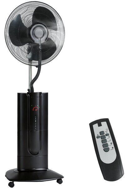 HOMCOM Ventilator de Podea 3 în 1 Oscilant cu Nebulizator de Apă, Telecomandă și Timer 9h, 45x38x130 cm, Negru | Aosom Romania
