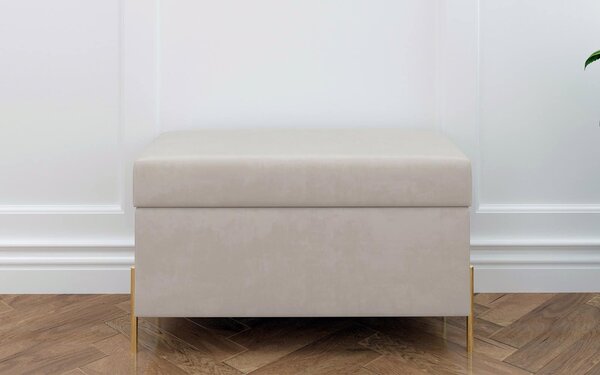 Băncuță lemn masiv Tapițată Zoe, 80 × 37 × 46 cm - Beige