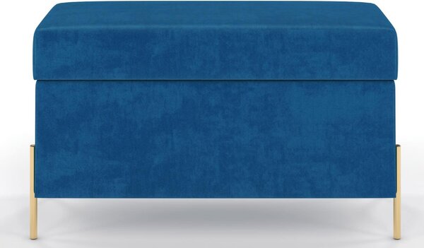 Băncuță lemn masiv Tapițată Zoe, 80 × 37 × 46 cm - Navy blue