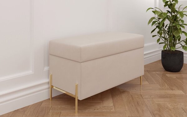 Băncuță lemn masiv Tapițată Zoe, 80 × 37 × 46 cm - Green