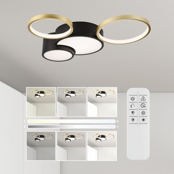 Plafonieră dimabilă ALIZEE LED/30W/230V 3000-6500K negru/auriu