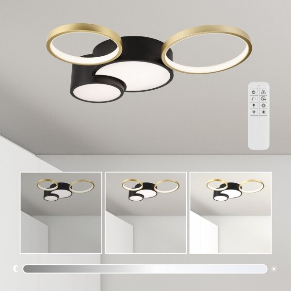 Plafonieră dimabilă ALIZEE LED/30W/230V 3000-6500K negru/auriu