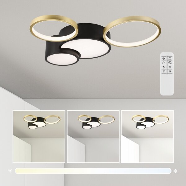 Plafonieră dimabilă ALIZEE LED/30W/230V 3000-6500K negru/auriu