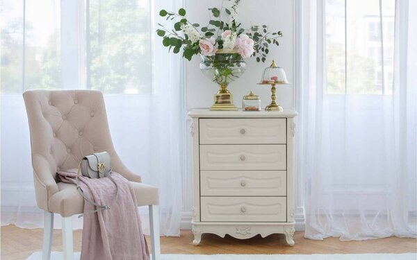 Scaun lemn masiv Dining Paris Blue/Beige, 56 × 65 × 98 cm - Beige