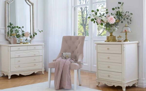 Scaun lemn masiv Dining Paris Blue/Beige, 56 × 65 × 98 cm - Beige