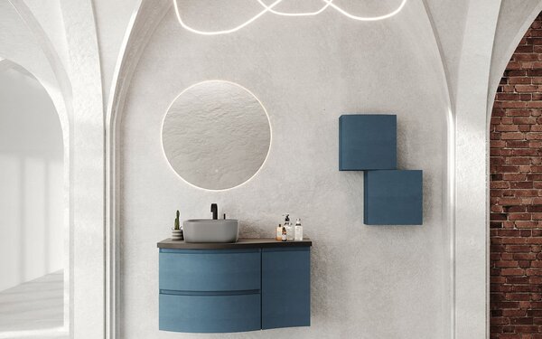 Oglindă lemn masiv cu iluminare LED rotundă Ø60/80 cm - 60cm