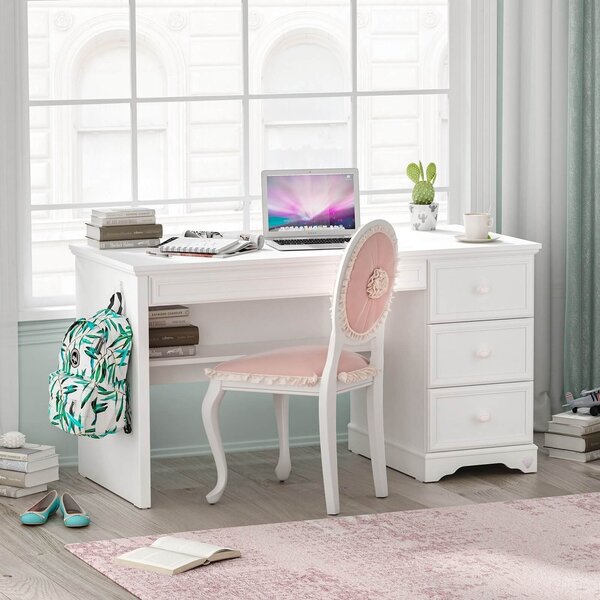 Birou copii Cilek Rustic White, alb rustic, 138x62x75 cm, design clasic pentru fete