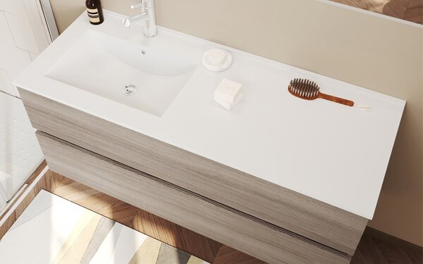 Set lemn masiv Mobilier Baie Suspendat Craig 120cm - Natur texturat